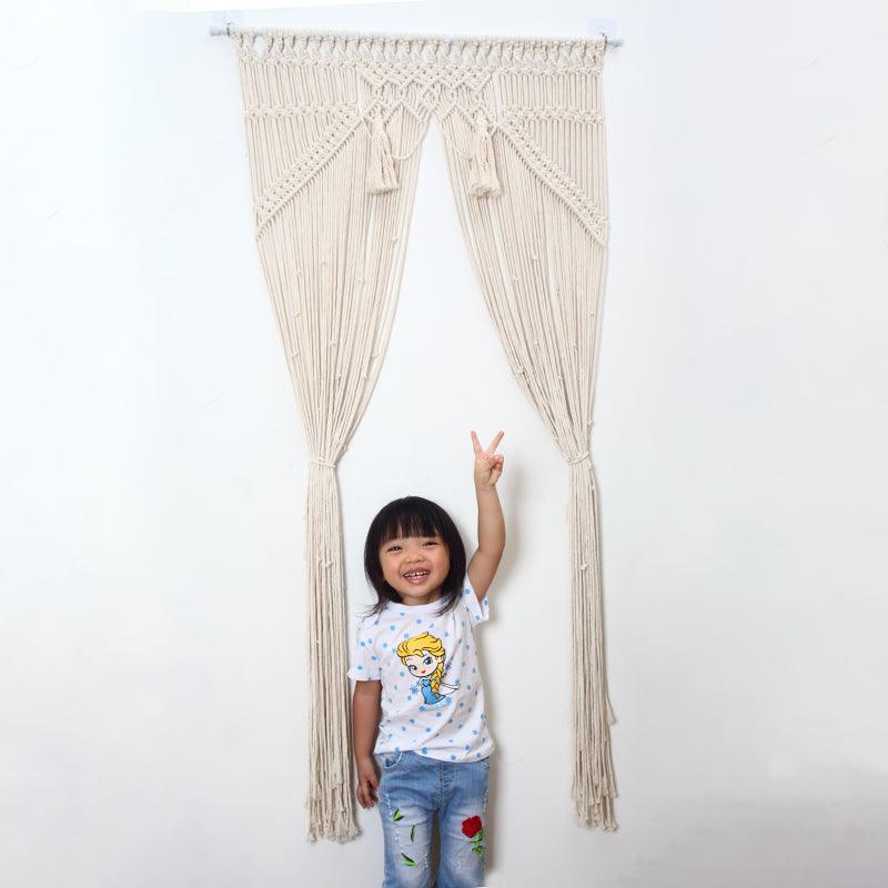 Exclusive Bohemian Handwoven Macrame Wall Hanging — White — Back View