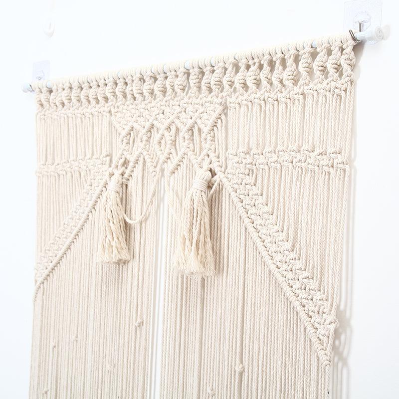 Exclusive Bohemian Handwoven Macrame Wall Hanging — White — Top View