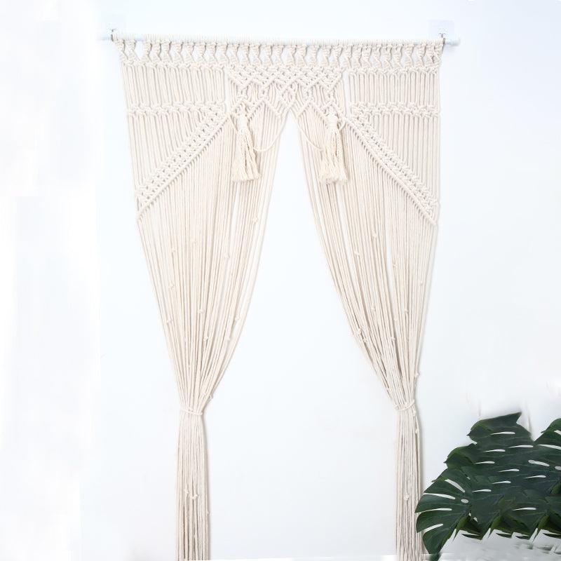 Exclusive Bohemian Handwoven Macrame Wall Hanging — White — Side View