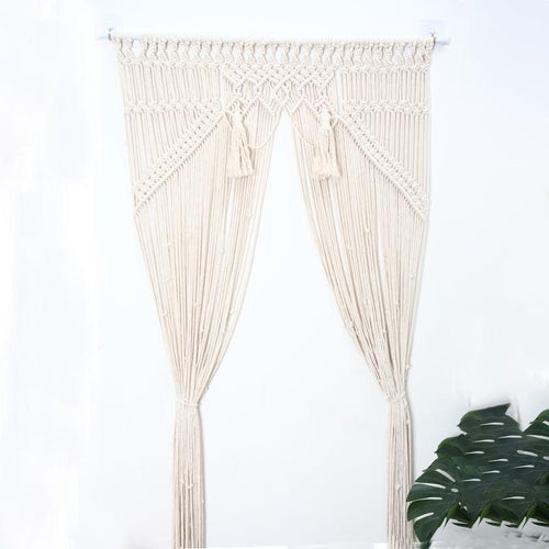 Exclusive Bohemian Handwoven Macrame Wall Hanging — White — Side View