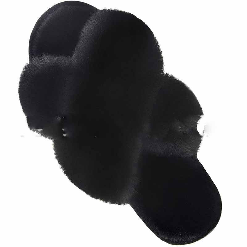 Exclusive Warm Fluffy Slippers — Beige — Size 36or37 — Side View