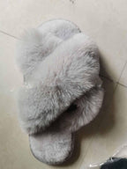 Exclusive Warm Fluffy Slippers — Beige — Size 36or37 — Lifestyle View