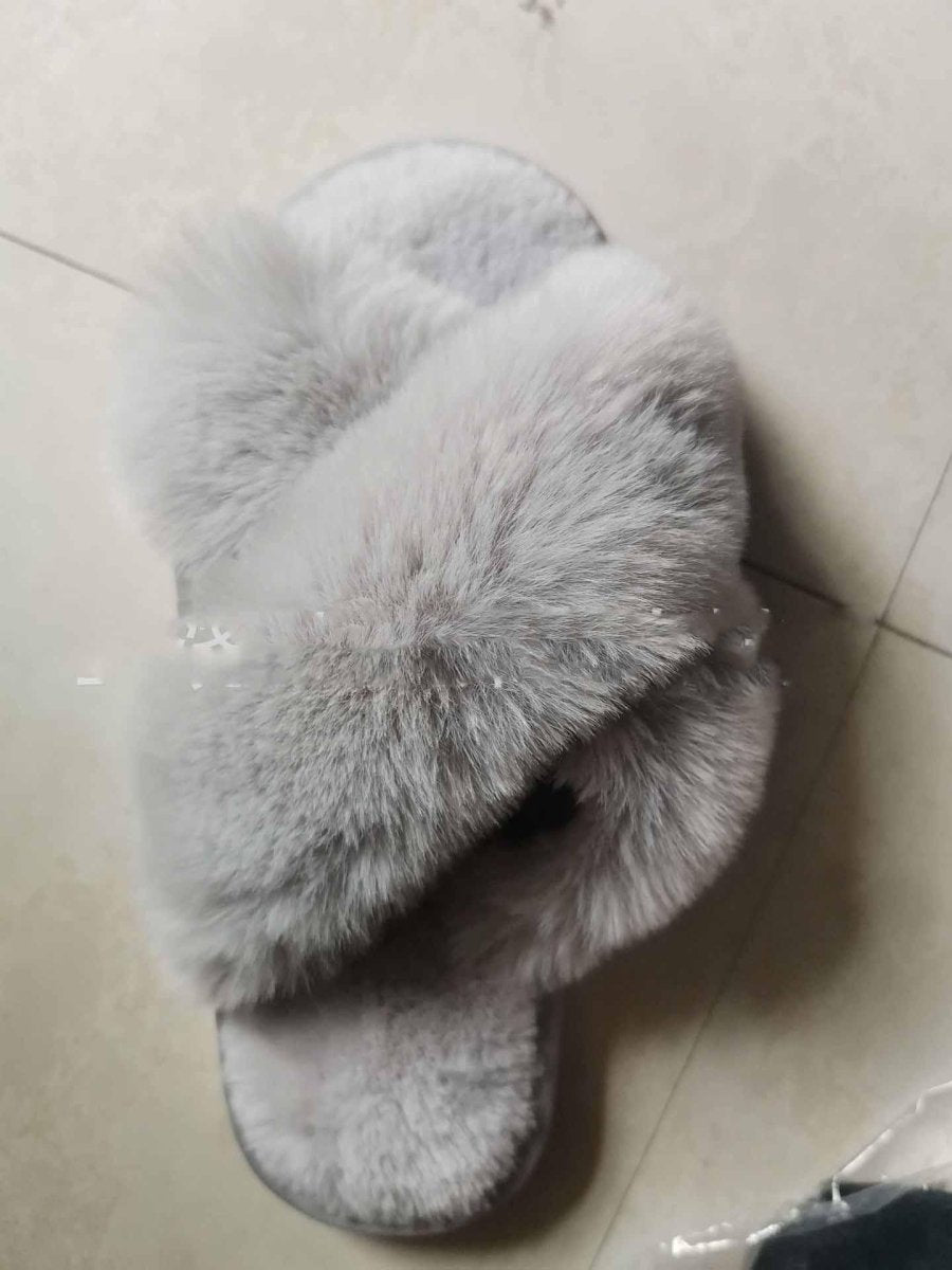 Exclusive Warm Fluffy Slippers — Beige — Size 36or37 — Lifestyle View