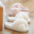 Exclusive Warm Fluffy Slippers — Beige — Size 36or37 — Front View