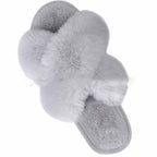 Exclusive Warm Fluffy Slippers — Beige — Size 36or37 — Back View