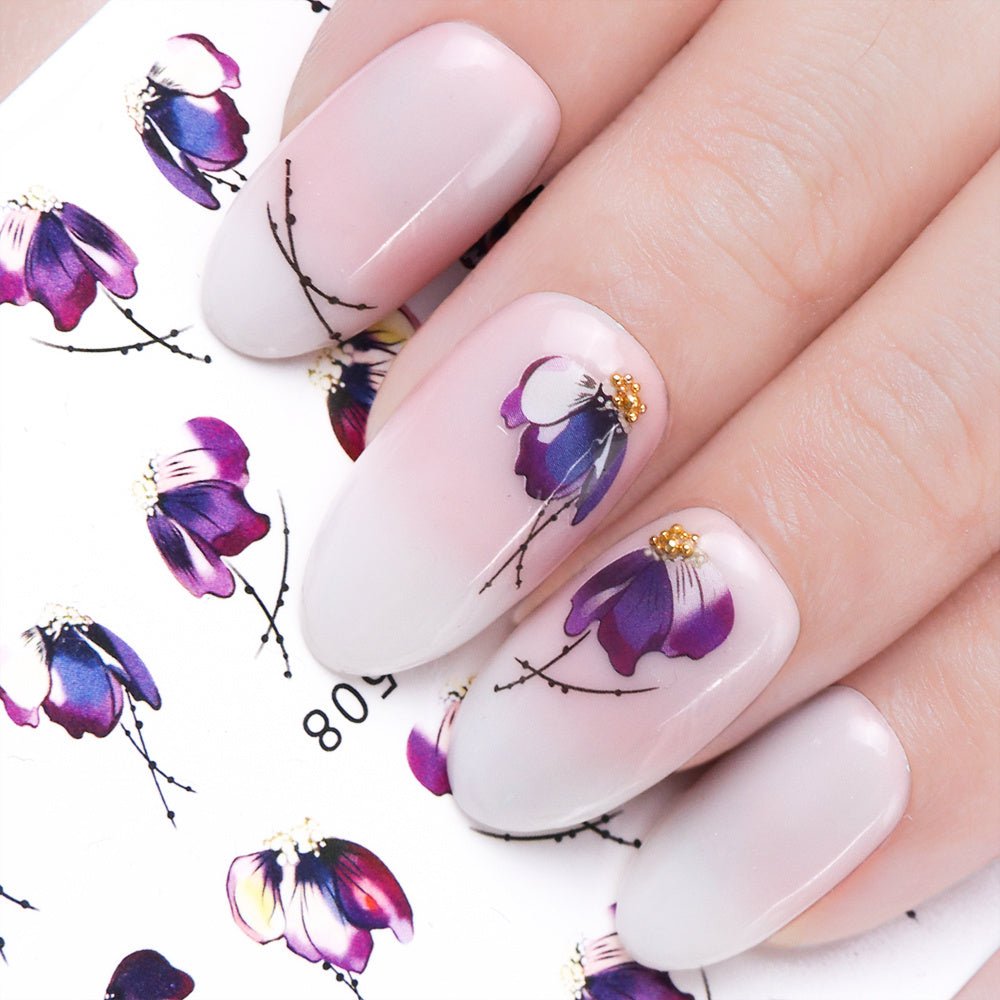 Exclusive Water Transfer Decal Sliders for Nail Art Decoration — STZ 502 — Front View