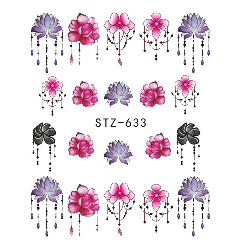 Exclusive Water Transfer Decal Sliders for Nail Art Decoration — STZ 502 — Back View