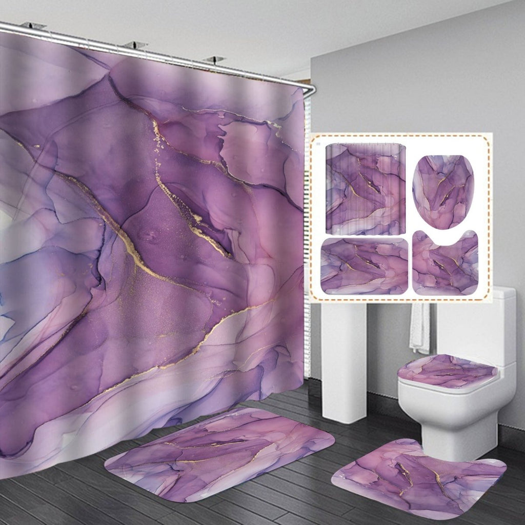 Exclusive Waterproof Bath Curtain with Hook Sets — A — Size 90x180cm — Back View