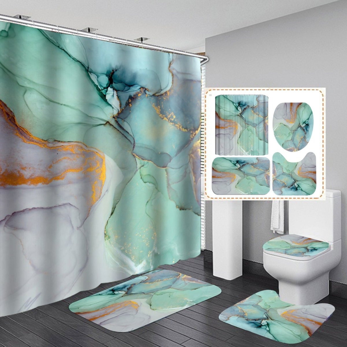 Exclusive Waterproof Bath Curtain with Hook Sets — A — Size 90x180cm — Detail View