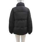 Exclusive Women Casual Windproof Down Cotton Coat — Black — Size L — Back View