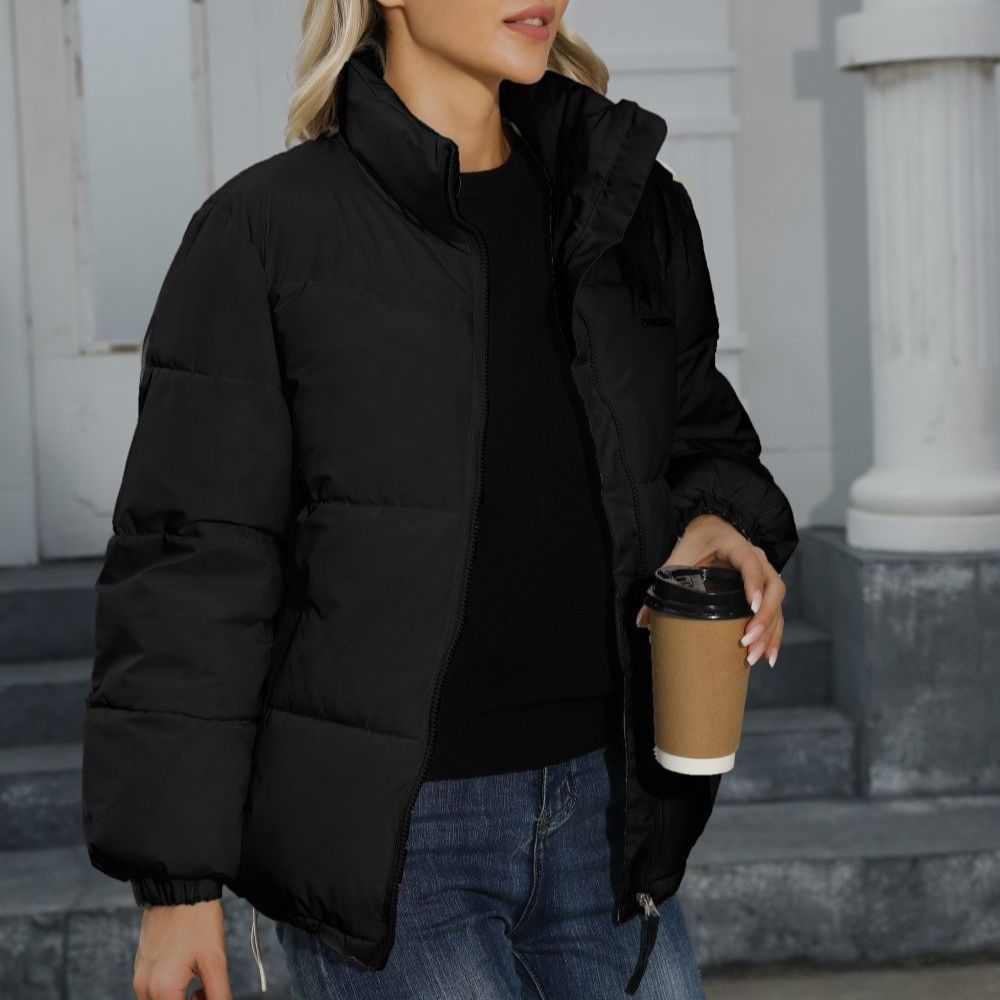 Exclusive Women Casual Windproof Down Cotton Coat — Black — Size L — Alternate View 7