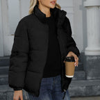 Exclusive Women Casual Windproof Down Cotton Coat — Black — Size L — Alternate View 7