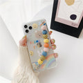 Exclusive Winter cute colored hair ball beads chain mobile phone case — 1style — Size iPhone7/8 SE2 — Front View