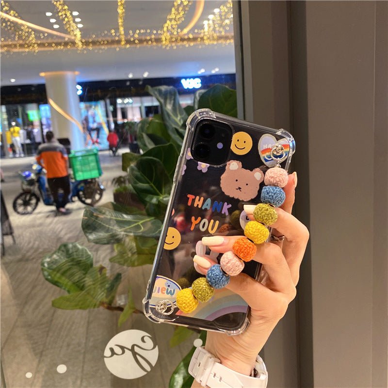 Exclusive Winter cute colored hair ball beads chain mobile phone case — 1style — Size iPhone7/8 SE2 — Detail View