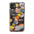 Exclusive Winter cute colored hair ball beads chain mobile phone case — 1style — Size iPhone7/8 SE2 — Back View