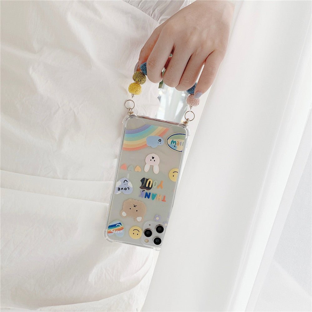 Exclusive Winter cute colored hair ball beads chain mobile phone case — 1style — Size iPhone7/8 SE2 — Alternate View 7