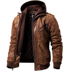 Exclusive Winter Fashion Motorcycle Leather Jacket — Black — Size 4XL — Front View