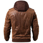 Exclusive Winter Fashion Motorcycle Leather Jacket — Black — Size 4XL — Side View