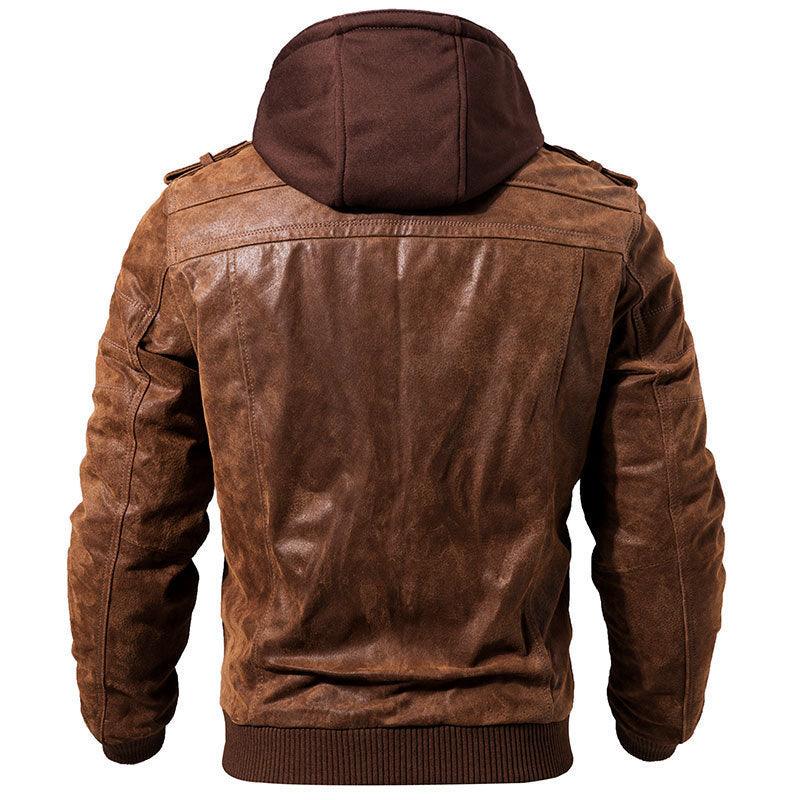 Exclusive Winter Fashion Motorcycle Leather Jacket — Black — Size 4XL — Side View