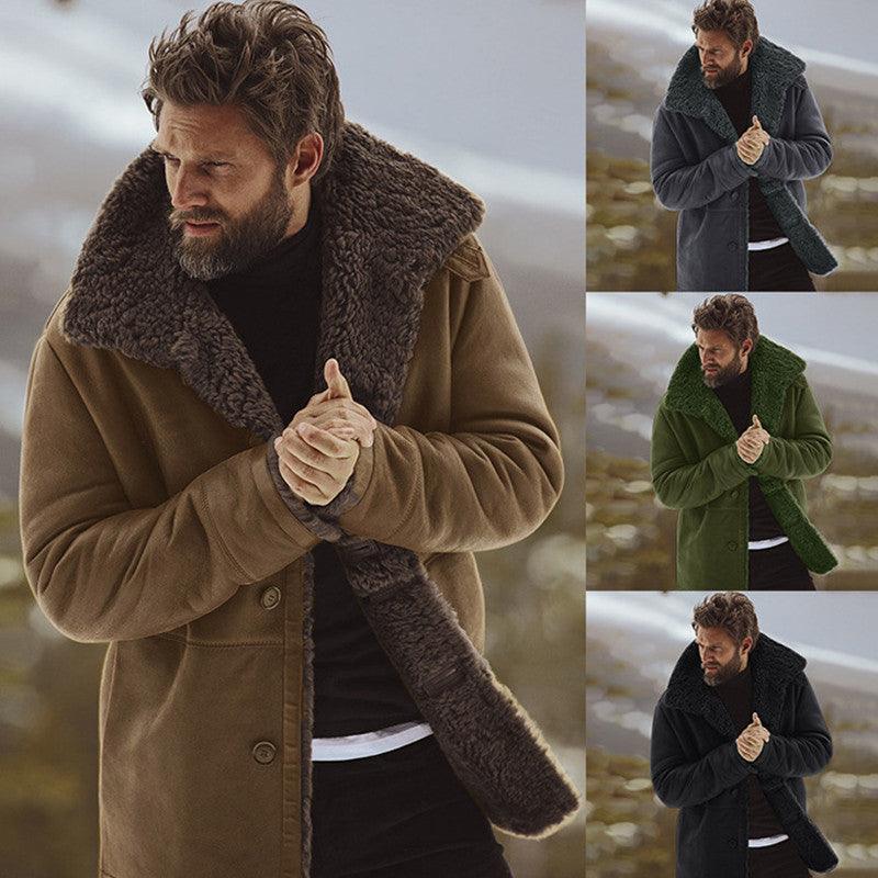 Exclusive Winter Men's Coat — Army Green — Size 3XL — Side View