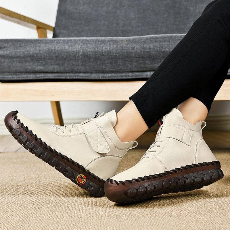 Exclusive Winter Warm Lace Up Plush Ankle Boots — Beige Cotton — Size Size35 — Alternate View 13