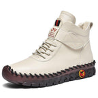 Exclusive Winter Warm Lace Up Plush Ankle Boots — Beige Cotton — Size Size35 — Alternate View 11