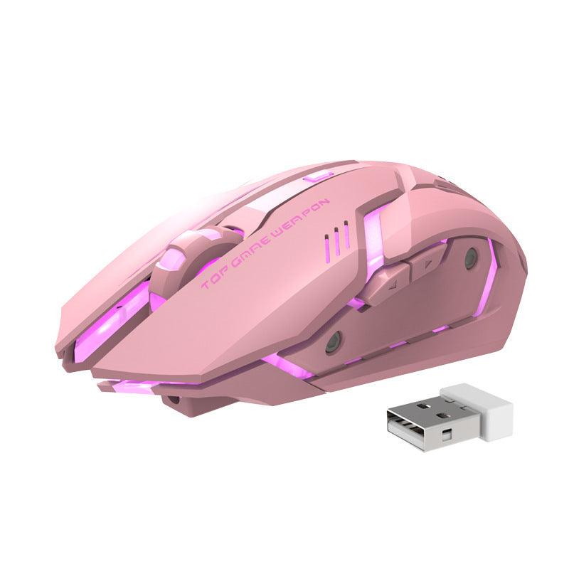 Exclusive Wireless Charging Silent Gaming Mouse Machinery — 2.4G black — Back View