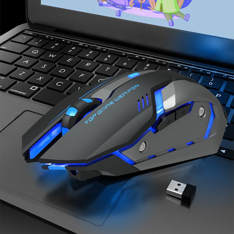 Exclusive Wireless Charging Silent Gaming Mouse Machinery — 2.4G black — Front View