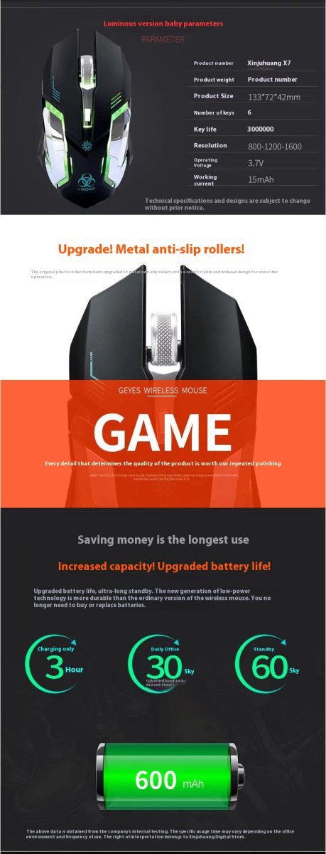 Exclusive Wireless Mouse with Rechargeable Battery — Black — Alternate View 9