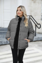 Exclusive Women Casual Windproof Down Cotton Coat — Black — Size L — Alternate View 10