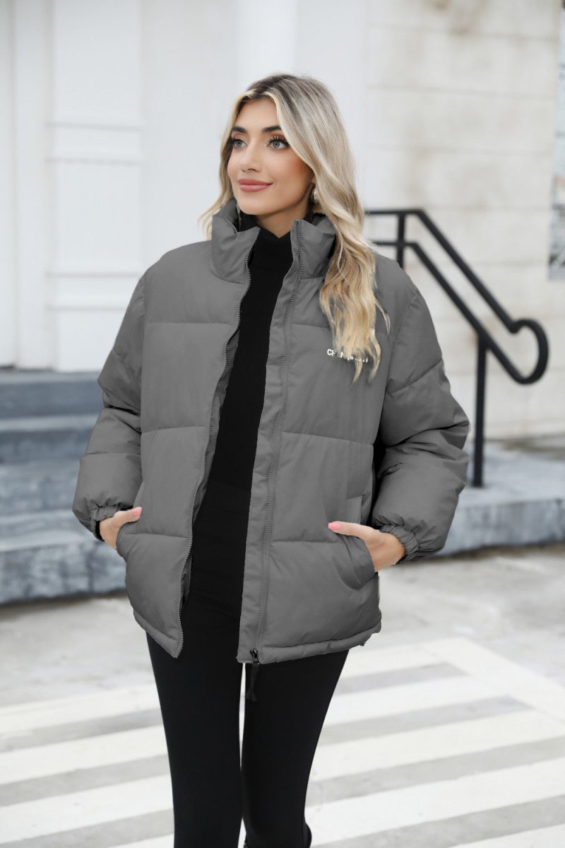 Exclusive Women Casual Windproof Down Cotton Coat — Black — Size L — Alternate View 10