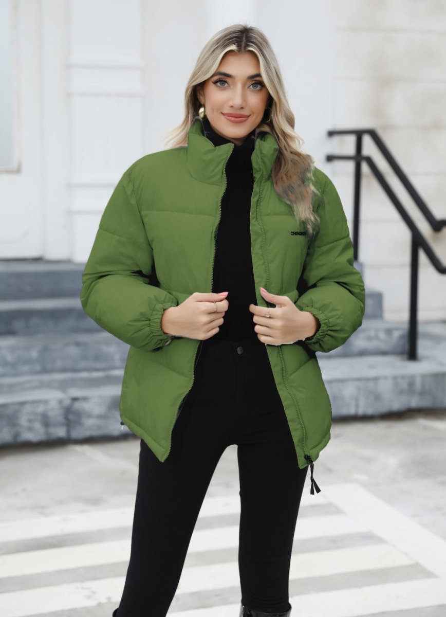 Exclusive Women Casual Windproof Down Cotton Coat — Black — Size L — Alternate View 12