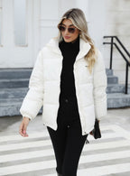 Exclusive Women Casual Windproof Down Cotton Coat — Black — Size L — Alternate View 13