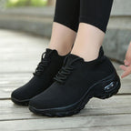 Exclusive Women flying knit socks shoes — Black and white — Size 35 — Back View
