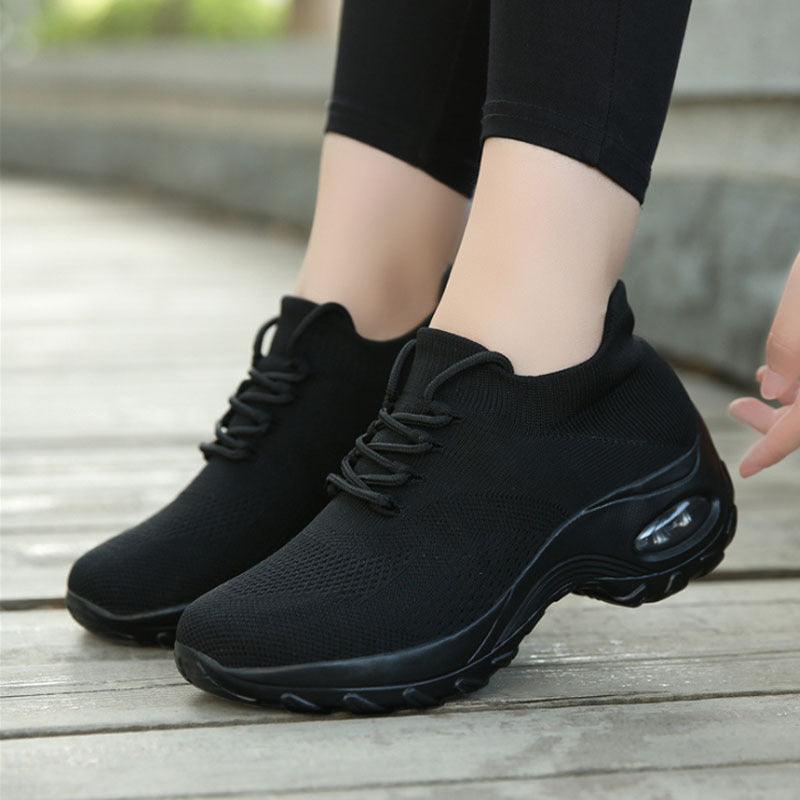 Exclusive Women flying knit socks shoes — Black and white — Size 35 — Back View