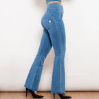 Exclusive Women’s High Waist Flare Jeans | Retro & Flattering — L — Lifestyle View