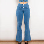 Exclusive Women’s High Waist Flare Jeans | Retro & Flattering — L — Front View