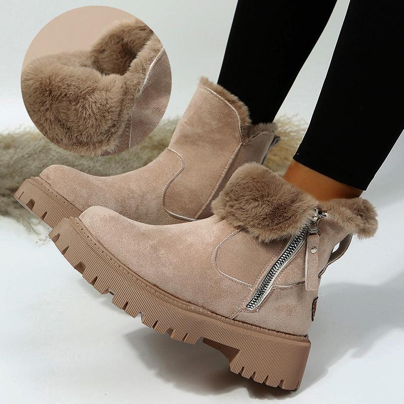 Exclusive Women Non-Slip Winter Shoes | Warm Fur Lined Boots — Black — Size Size35 — Front View