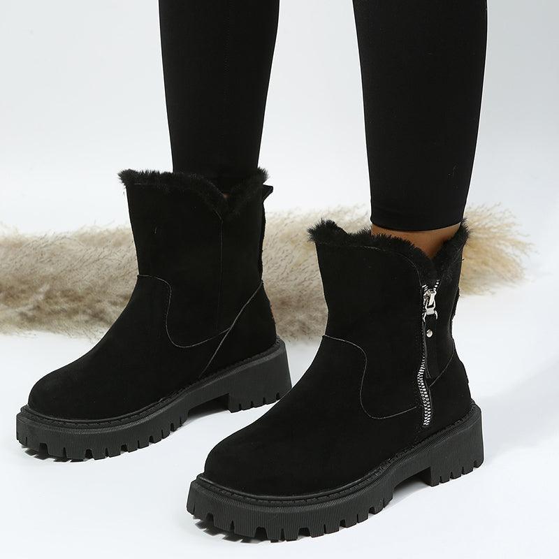 Exclusive Women Non-Slip Winter Shoes | Warm Fur Lined Boots — Black — Size Size35 — Alternate View 8