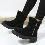 Exclusive Women Non-Slip Winter Shoes | Warm Fur Lined Boots — Black — Size Size35 — Back View