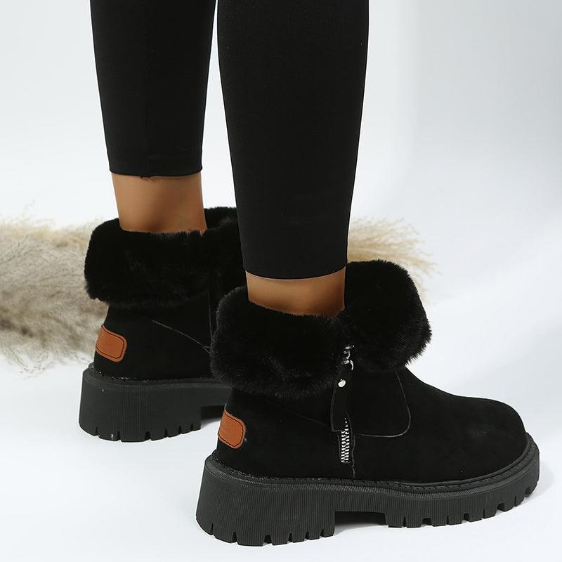 Exclusive Women Non-Slip Winter Shoes | Warm Fur Lined Boots — Black — Size Size35 — Top View