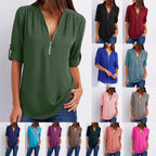 Exclusive Women Short Sleeve Loose Tops — Army green — Size 4XL — Front View
