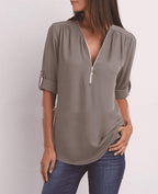 Exclusive Women Short Sleeve Loose Tops — Army green — Size 4XL — Alternate View 13