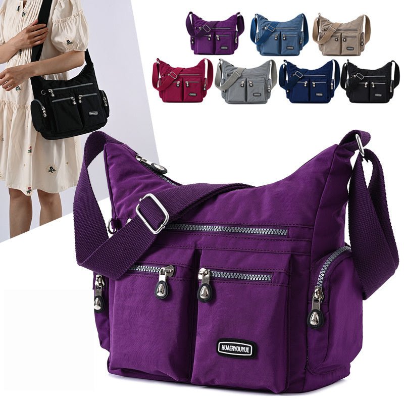 Exclusive Multiple Pockets Waterproof Crossbody Bags — Apricot — Front View