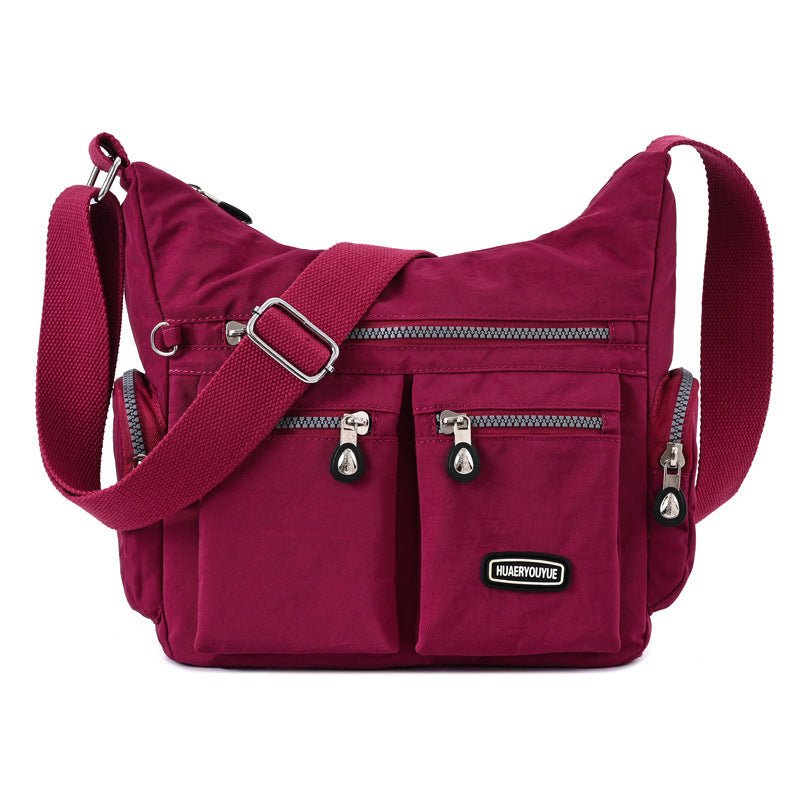 Exclusive Multiple Pockets Waterproof Crossbody Bags — Apricot — Top View