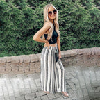 Exclusive Women's casual wide-leg pants trousers — White — Size L — Back View
