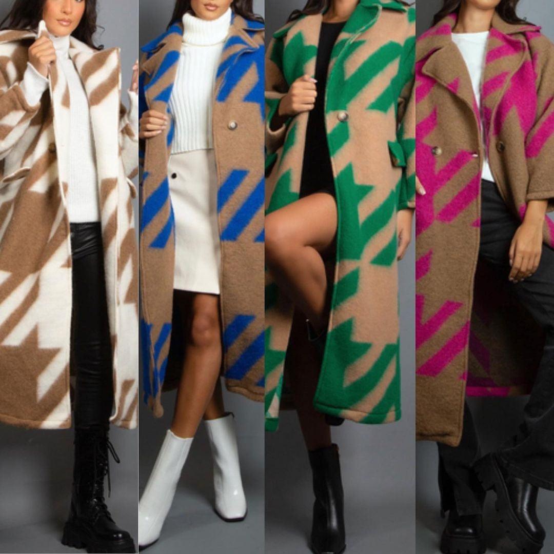 Exclusive Women's Color Block Long Sleeve Coat — Blue Card Color — Size L — Alternate View 8