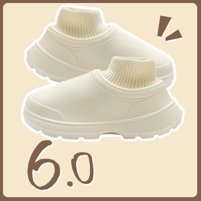 Exclusive Women's Fashionable Waterproof Cotton Slippers — Beige — Size 35to36 — Detail View