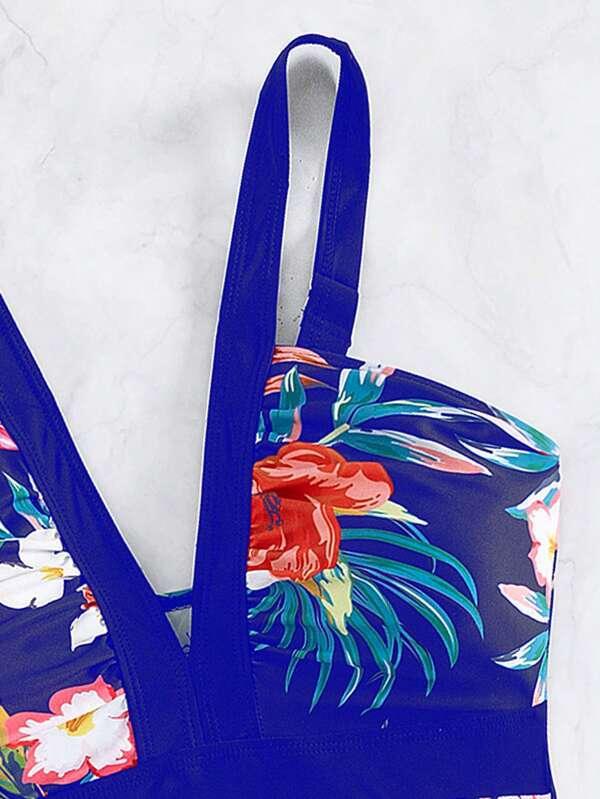 Exclusive Women's Floral Bikini One-piece Swimsuit — Black — Size L — Alternate View 14