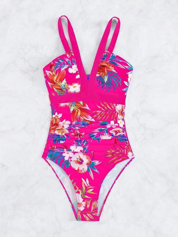 Exclusive Women's Floral Bikini One-piece Swimsuit — Black — Size L — Alternate View 9